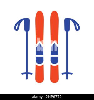 Icône de vecteur ski et bâtons. Panneau hiver Illustration de Vecteur