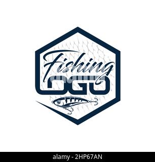 Logo vecteur modèle emblème tournoi de pêche Illustration de Vecteur