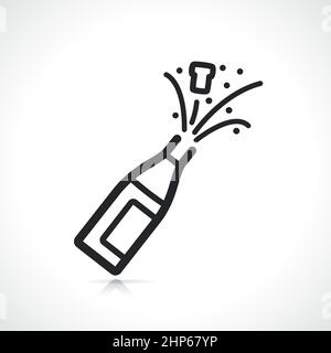 icône en forme de bouteille de champagne à lignes fines Illustration de Vecteur