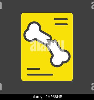 Icône de vecteur d'acquisition de rayons X de fracture osseuse sur fond sombre Illustration de Vecteur