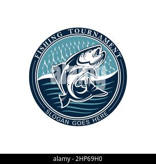 Logo vecteur modèle emblème tournoi de pêche Illustration de Vecteur