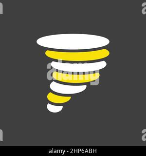 Icône plate Tornado Vector sur fond sombre. Panneau tempête de vent tourbillonnant Illustration de Vecteur