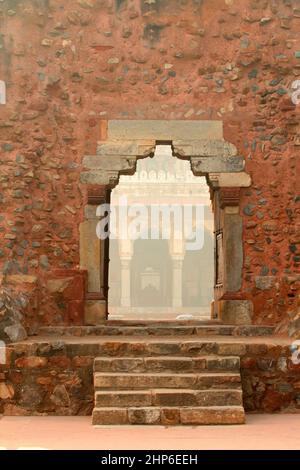 Détail architectural d'un bâtiment du complexe de la tombe de Humayuns, Delhi, Inde Banque D'Images