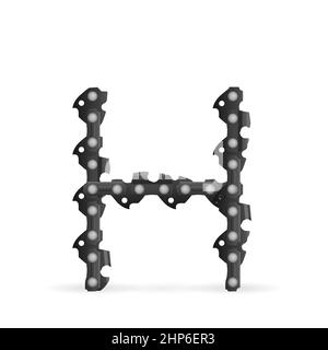 Chaîne de tronçonneuse lettre H sur fond blanc. Illustration vectorielle. Banque D'Images