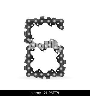 Chaîne de tronçonneuse numéro six sur fond blanc. Illustration vectorielle. Banque D'Images