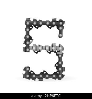 Chaîne de tronçonneuse lettre S sur fond blanc. Illustration vectorielle. Banque D'Images