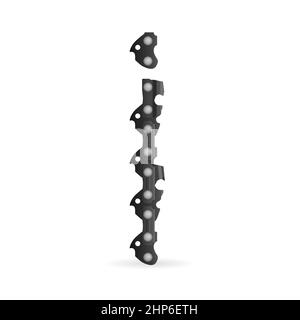 Chaîne de tronçonneuse lettre I sur fond blanc. Illustration vectorielle. Banque D'Images