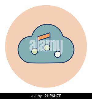 Icône de vecteur sonore de note musicale dans le nuage Illustration de Vecteur