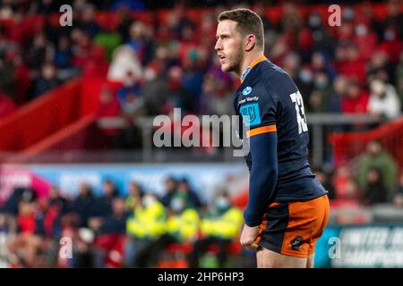 Limerick, Irlande. 18th févr. 2022. Mark Bennett d'Édimbourg lors du match de rugby de championnat United Rugby Round 12 entre Munster Rugby et Edinburgh Rugby au parc Thomond de Limerick, Irlande, le 18 février 2022 (photo par Andrew Surma/ Credit: SIPA USA/Alamy Live News Banque D'Images