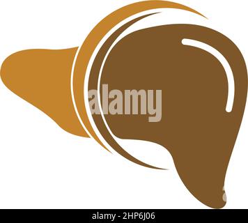Modèle de conception de logo d'icône de foie humain Illustration de Vecteur
