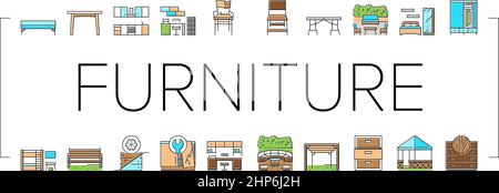 Mobilier pour la maison et l'arrière-cour icônes ensemble Vector . Illustration de Vecteur