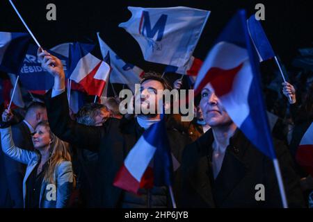 Andrea Kotarac assiste à la réunion de campagne de Marine le Pen, candidate à la présidentielle du parti d'extrême-droite du rassemblement National (RN), à Vienne, dans le sud-est de la France, le 18 février 2022. Photo de Julien Reynaud/APS-Medias/ABACAPRESS.COM Banque D'Images