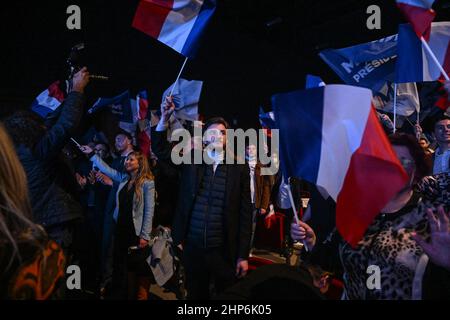 Andrea Kotarac assiste à la réunion de campagne de Marine le Pen, candidate à la présidentielle du parti d'extrême-droite du rassemblement National (RN), à Vienne, dans le sud-est de la France, le 18 février 2022. Photo de Julien Reynaud/APS-Medias/ABACAPRESS.COM Banque D'Images