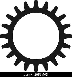 Symbole engrenage ou roue dentée sur fond blanc isolé. Illustration de Vecteur