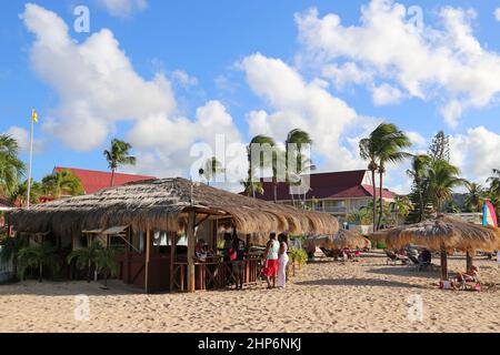 Mahi's Beach Bar, Mystique Royalton, Reduit Beach, Rodney Bay, gros Islet, Sainte-Lucie, Îles du vent, Petites Antilles, Antilles néerlandaises, Mer des Caraïbes Banque D'Images