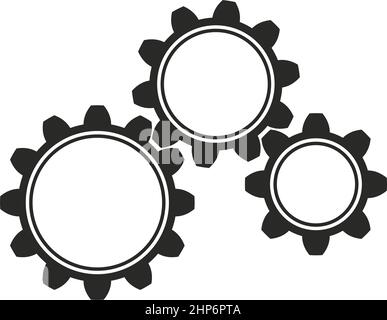 Symbole de roue dentée ou de travail sur fond blanc isolé. Illustration de Vecteur