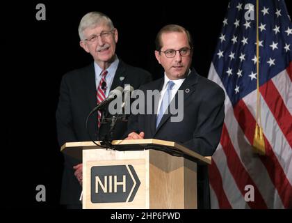 Alex Azar, secrétaire à la Santé et aux Services humains, a visité le campus des NIH le 20 mars 2018. 2018 Banque D'Images