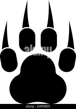 Imprimer paw animal avec griffe pied icône noir couleur vecteur illustration image de style plat Illustration de Vecteur