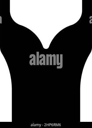 Vêtements pour femmes haut robe chemise en jersey chemisier pull singlet icône noir couleur vecteur illustration plat image de style Illustration de Vecteur