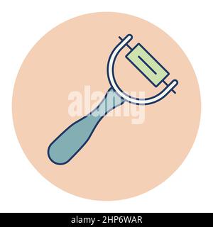 Icône de vecteur d'éplucheur. Panneau de peleur de pommes de terre Illustration de Vecteur