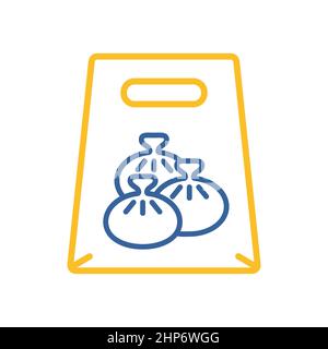 Icône de sac en papier à emporter pour livraison rapide de nourriture. Illustration de Vecteur