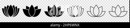 Icônes de fleurs de Lotus. Illustration vectorielle isolée sur fond transparent Illustration de Vecteur