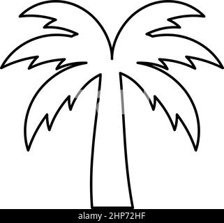 Palm Tree silhouette Island concept contour icône contour noir couleur vecteur illustration image de style plat Illustration de Vecteur