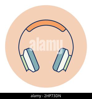 Casque circum-aural Vector Flat Icon Illustration de Vecteur