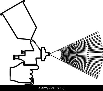 Outil de peinture dans la main contour icône couleur noire vecteur illustration image de style plat Illustration de Vecteur