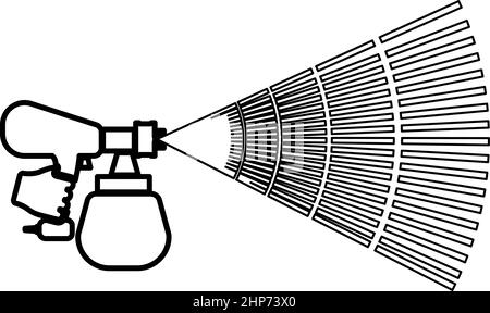 Machine à colorier outil de peinture à la main contour icône couleur noire illustration vectorielle image de style plat Illustration de Vecteur