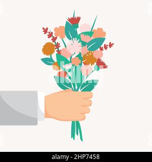 Main tenant bouquet de flotteurs, illustration vectorielle Illustration de Vecteur