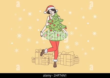 Préparation pour les fêtes de Noël et du nouvel an concept. Illustration de Vecteur