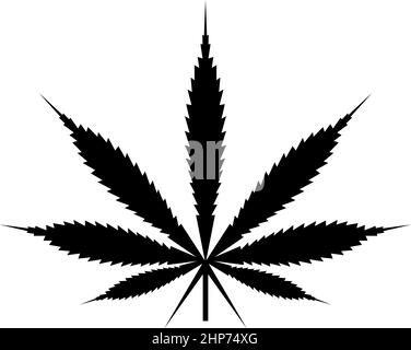 Feuille cannabis marijuana icône chanvre noir couleur vecteur illustration image de style plat Illustration de Vecteur