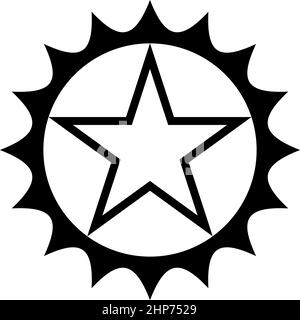 Étoile dans le cercle avec des bords nets icône couleur noire vecteur illustration image de style plat Illustration de Vecteur