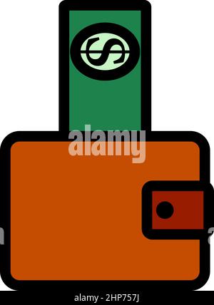 Dollar sort de l'icône de porte-monnaie Illustration de Vecteur