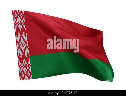 3D drapeau d'illustration du Bélarus. Drapeau biélorusse haute résolution isolé sur fond blanc. 3d rendu Banque D'Images