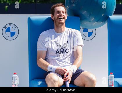 Dubaï, Émirats arabes Unis, 19th. Fév. 2022. Le joueur de tennis britannique Andy Murray lors d'une séance d'entraînement le tournoi des Championnats de tennis duty Free de Dubaï au stade de tennis duty Free de Dubaï le samedi 19 février 2022., © Juergen Hasenkopf / Alamy Live News Banque D'Images