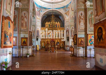 THERMES-ZAULOK, RUSSIE - 05 OCTOBRE 2021 : intérieur de l'ancienne église de la Transfiguration du Sauveur Banque D'Images