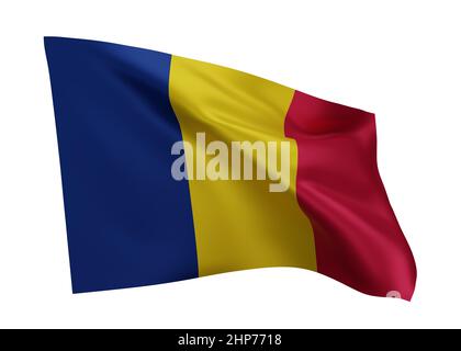 3D drapeau d'illustration du Tchad. Drapeau tchadien haute résolution isolé sur fond blanc. 3d rendu Banque D'Images