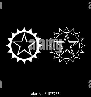 Étoile dans le cercle avec des bords nets icône couleur vectorielle blanche illustration ensemble d'images de style plat Illustration de Vecteur