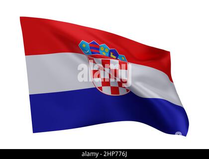 3D illustration drapeau de la Croatie. Drapeau croate haute résolution isolé sur fond blanc. 3d rendu Banque D'Images