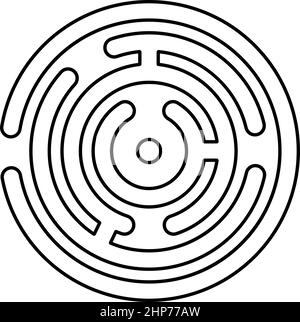 Icône de contour de labyrinthe arrondi noir couleur vecteur illustration image de style plat Illustration de Vecteur