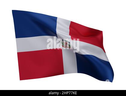 3D drapeau d'illustration de la République dominicaine . Drapeau haute résolution de la République dominicaine isolé sur fond blanc. 3d rendu Banque D'Images