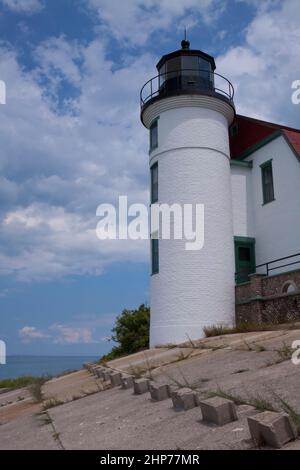 Phare de point Betsie le long du lac Michigan Banque D'Images