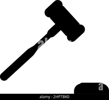 Gavel Hammer juge et envil auctioneer concept icône noir couleur vecteur illustration image plate style Illustration de Vecteur