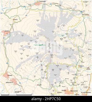 Carte vectorielle détaillée du volcan sicilien Etna, Italie Illustration de Vecteur
