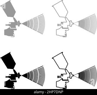 Outil de peinture dans l'icône de jeu de mains gris noir couleur vecteur illustration image style plat remplissage plein contour ligne de contour mince Illustration de Vecteur