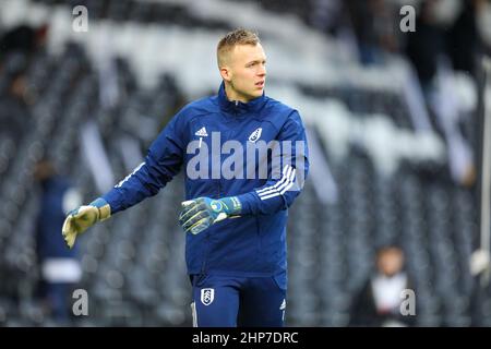 Londres, Royaume-Uni. 19th février 2022 ; Craven Cottage, Fulham, Londres, Angleterre ; EFL Championship football, Fulham versus Huddersfield ; Marek Rodak de Fulham pendant les échauffements. Crédit : images de sports action plus/Alamy Live News Banque D'Images