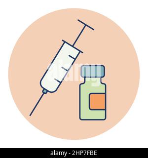 Icône de vecteur de seringue et d'ampoule médicale Illustration de Vecteur