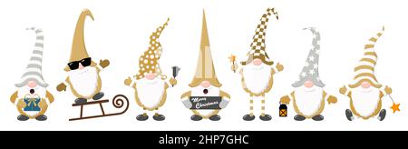 joyeux noël nains style dessin animé Illustration de Vecteur